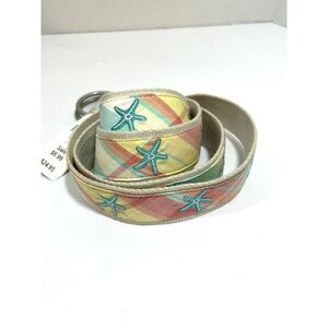 Vintage LL Bean Nautical Belt Embroidered Starfish Pastel Preppy Womens L/XL New